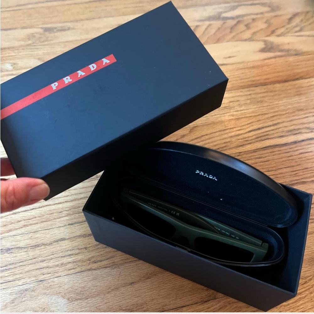 Prada Black and Green Sunglasses with Box